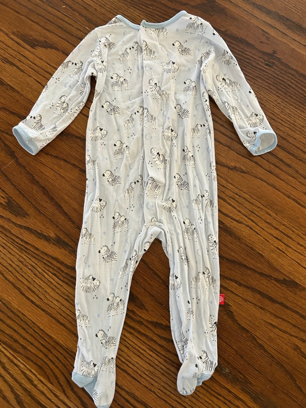 Magnetic Me Light Blue Zebra Print Footed One-Piece